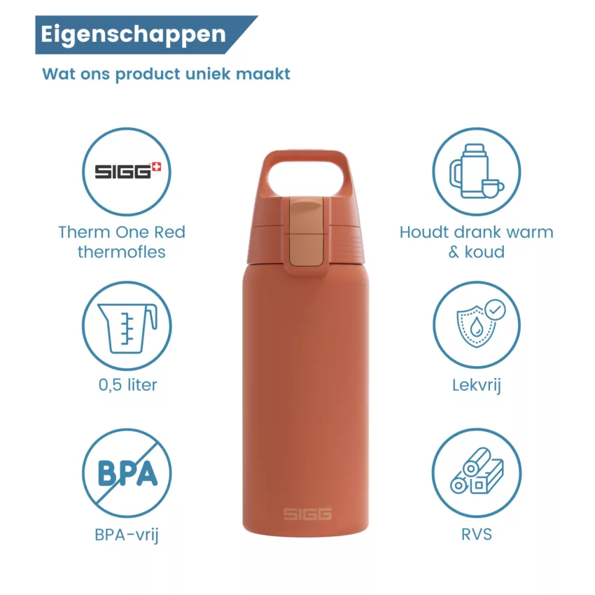 thermosfles shield therm one eco red 0,5 liter