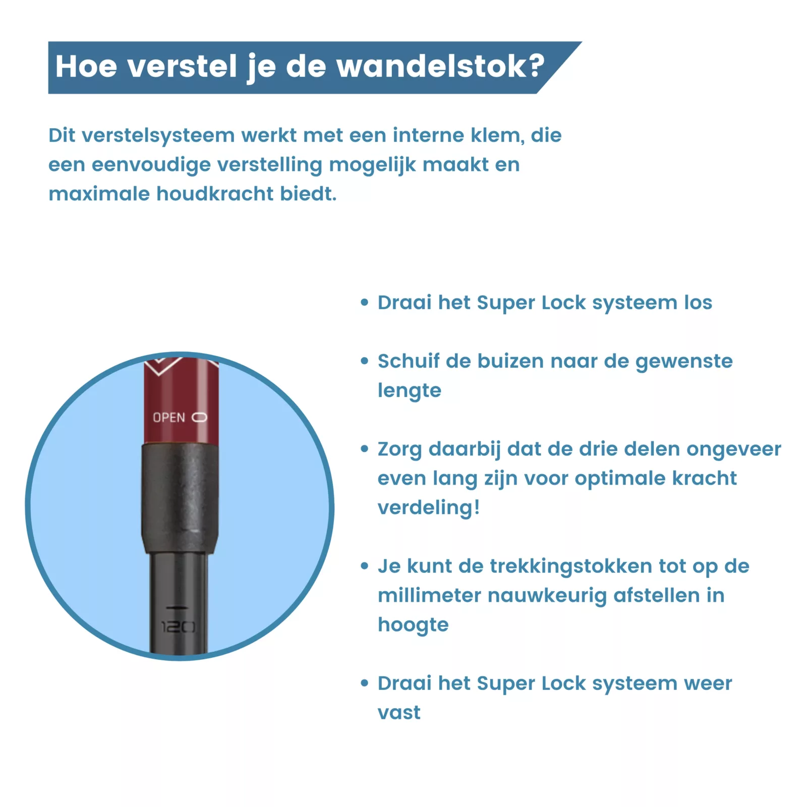 hoe verstel je de wandelstok