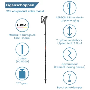 makalu antishock berg wandelstok opvouwbaar carbon