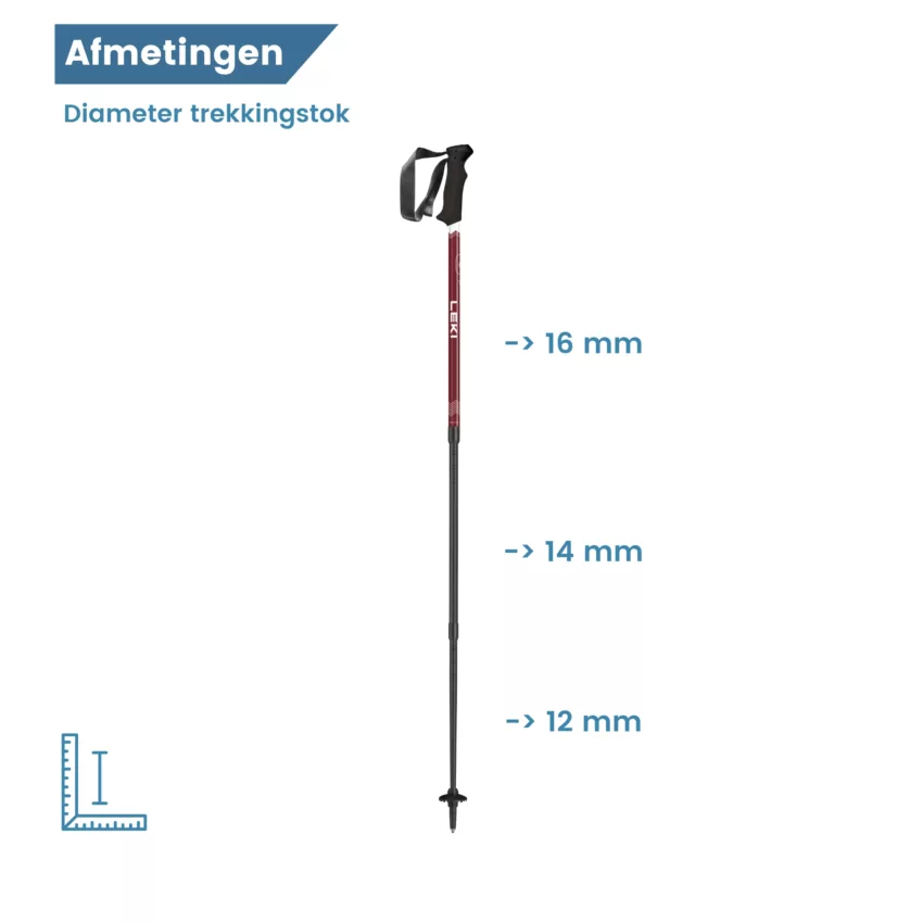 afmetingen trekkingstokken trail lichtgewicht