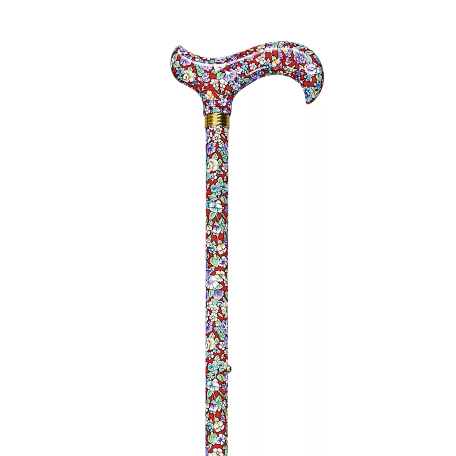 uitschuifbare wandelstok rood met mini bloemen
