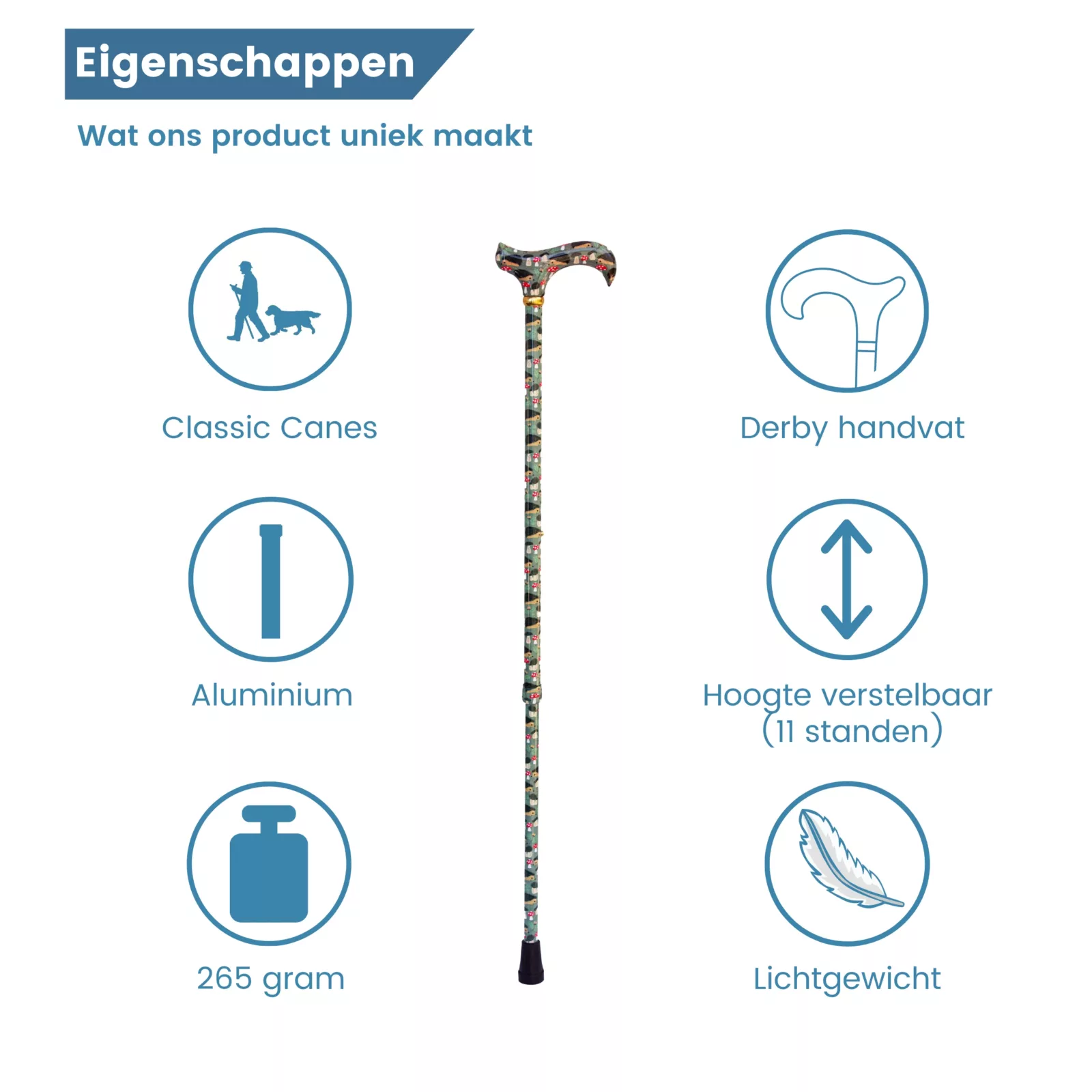 verstelbare wandelstok egel eigenschappen