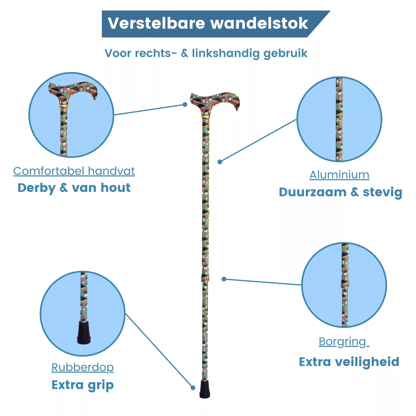 verstelbare wandelstok egel usp