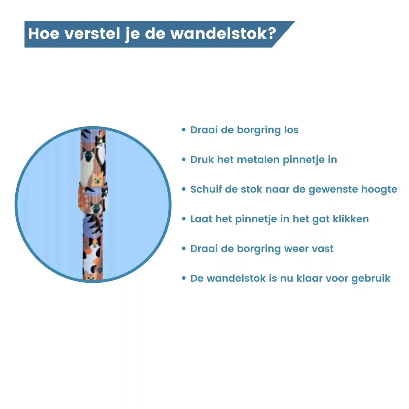 hoe verstel je deze wandelstok