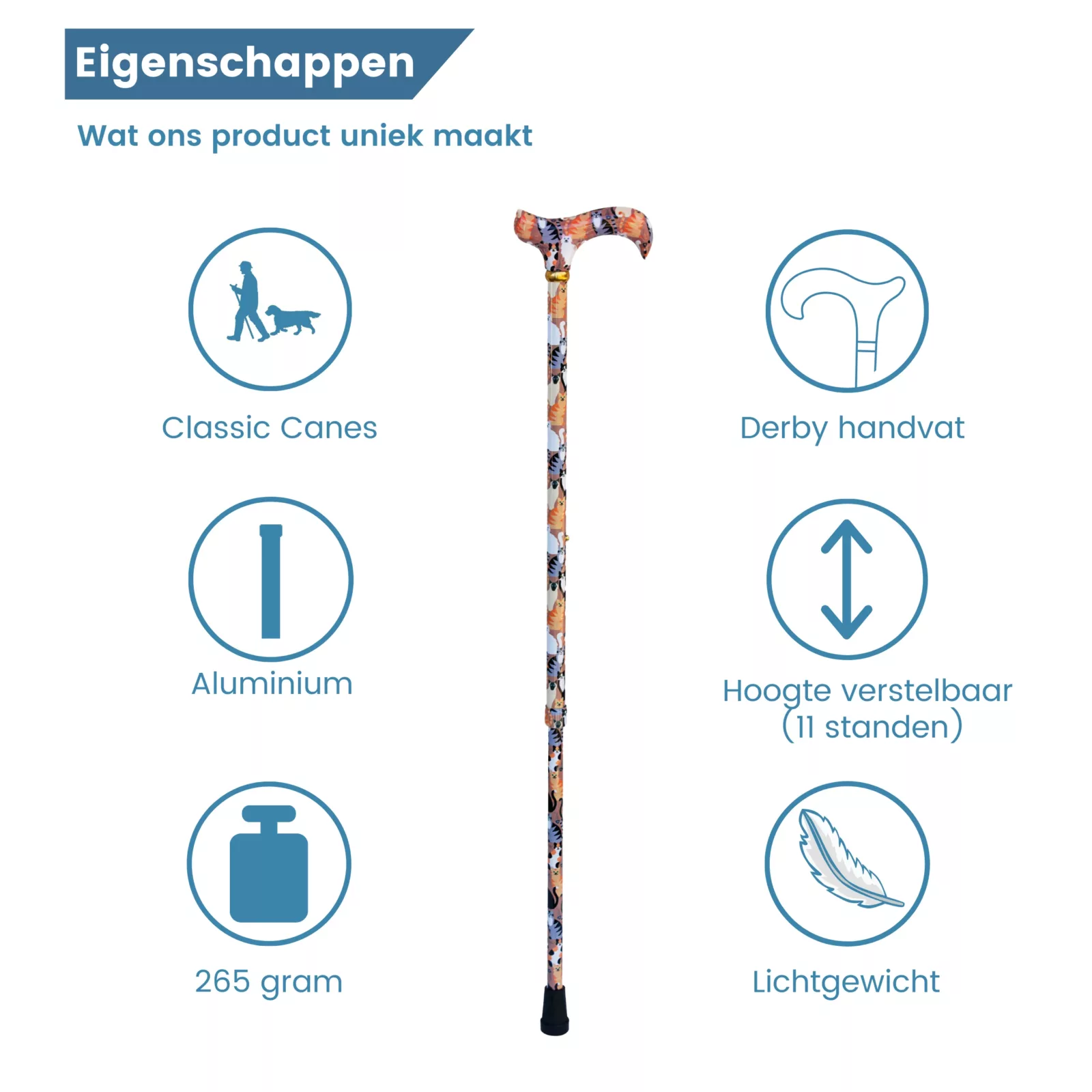 eigenschappen uitschuifbare wandelstok
