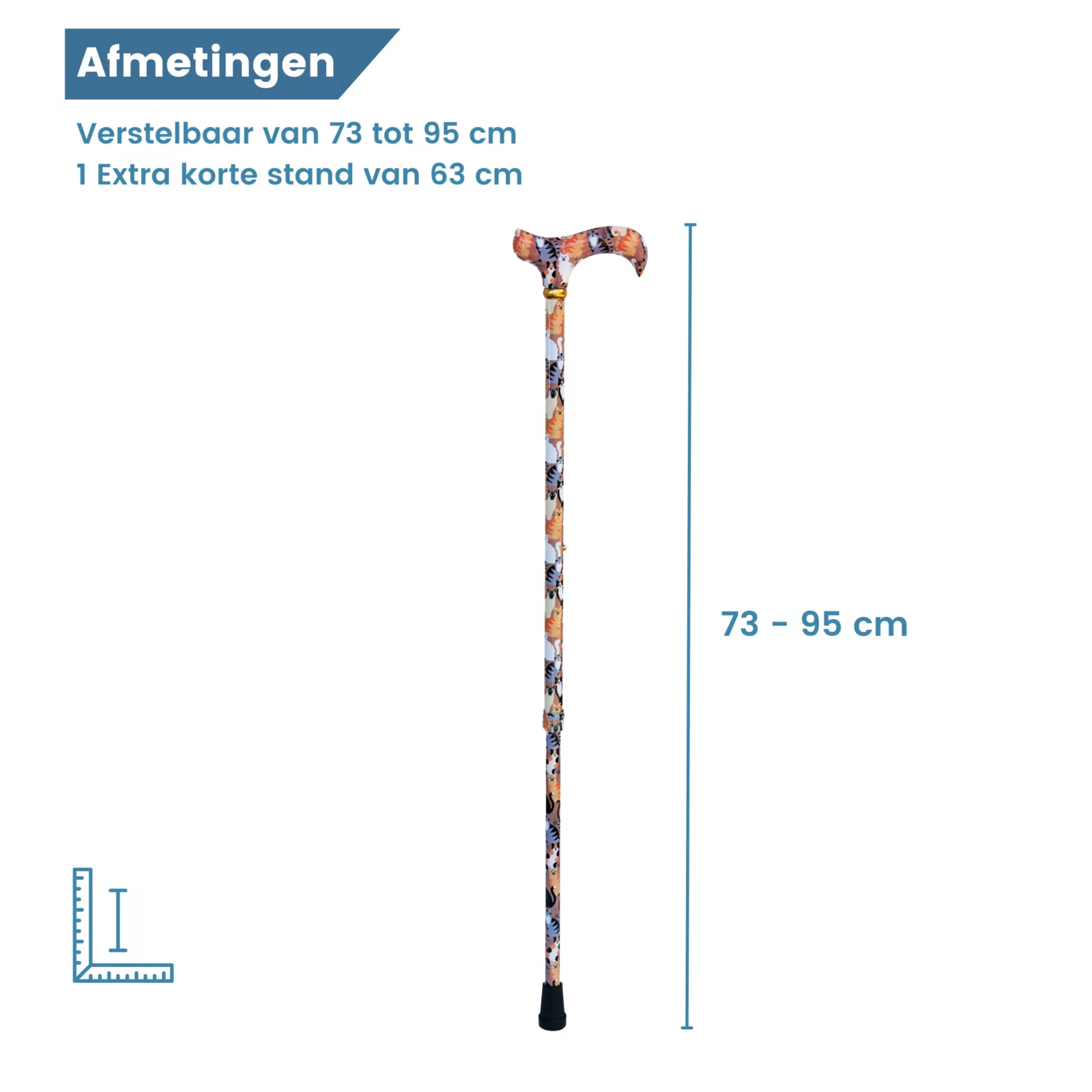 verstelbare wandelstok katten oranje afmetingen