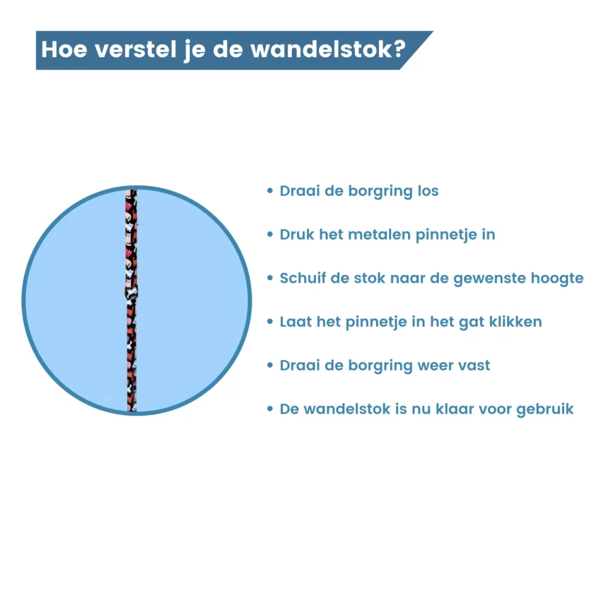 hoe verstel je deze wandelstok?