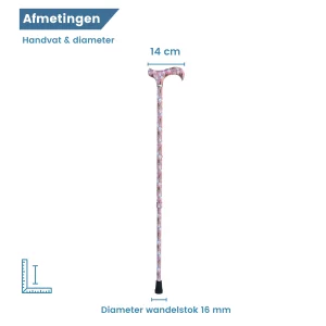 verstelbare wandelstok libelle roze diameter