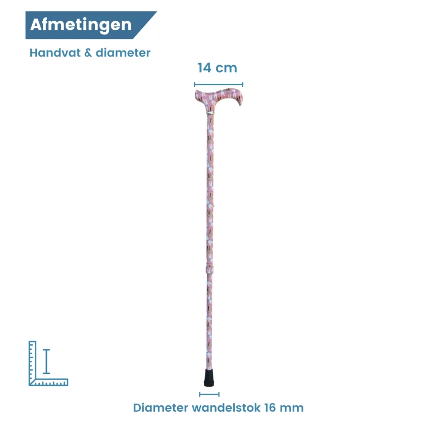 verstelbare wandelstok libelle roze diameter