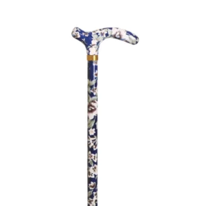 verstelbare wandelstok petit derby handvat blauw met bloemen