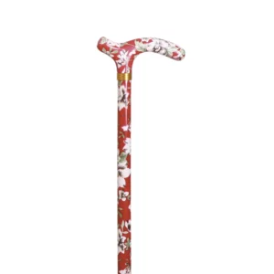 verstelbare wandelstok petit derby handvat rood met bloemen