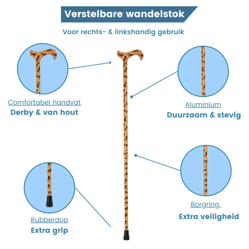 wandelstok met paarden