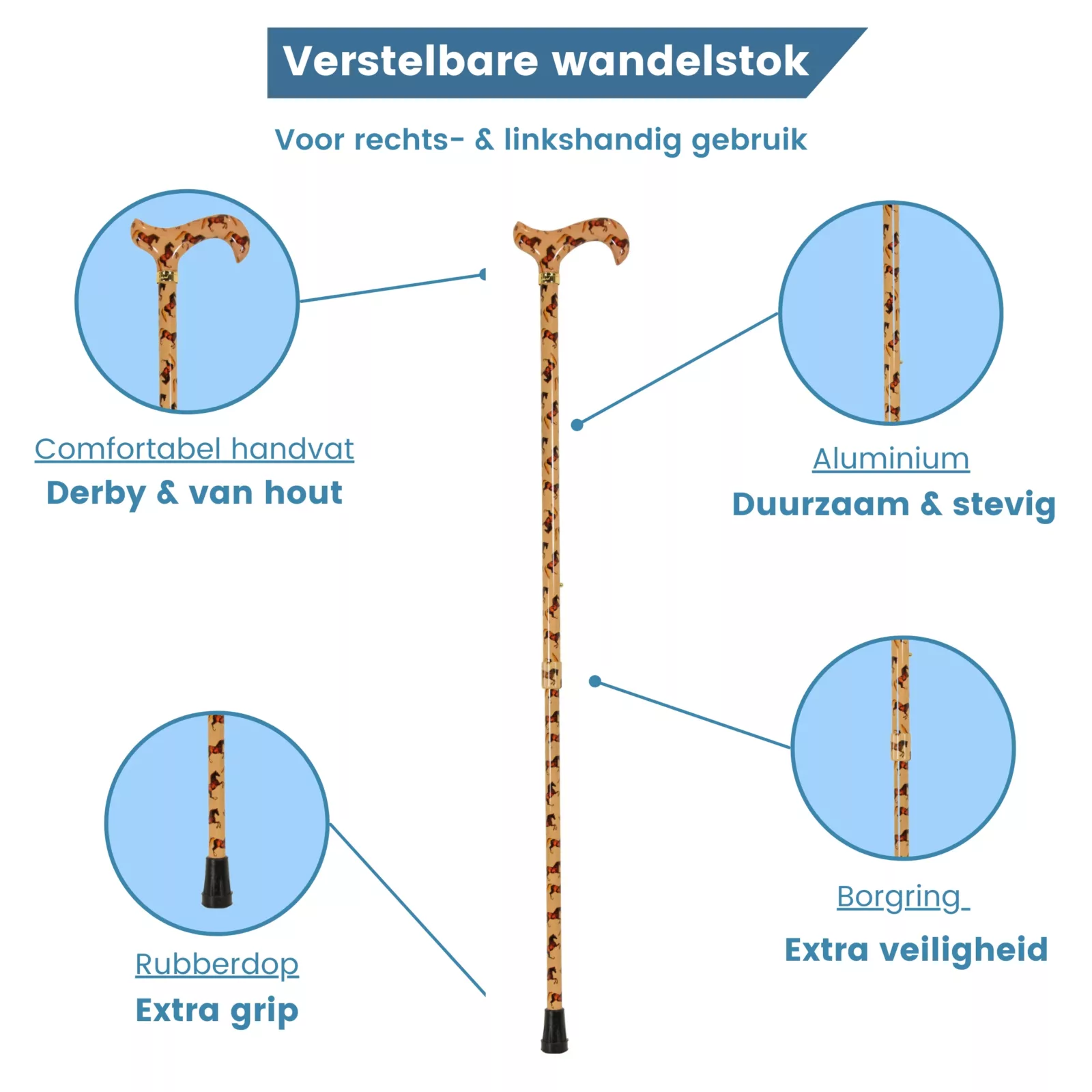 wandelstok met paarden
