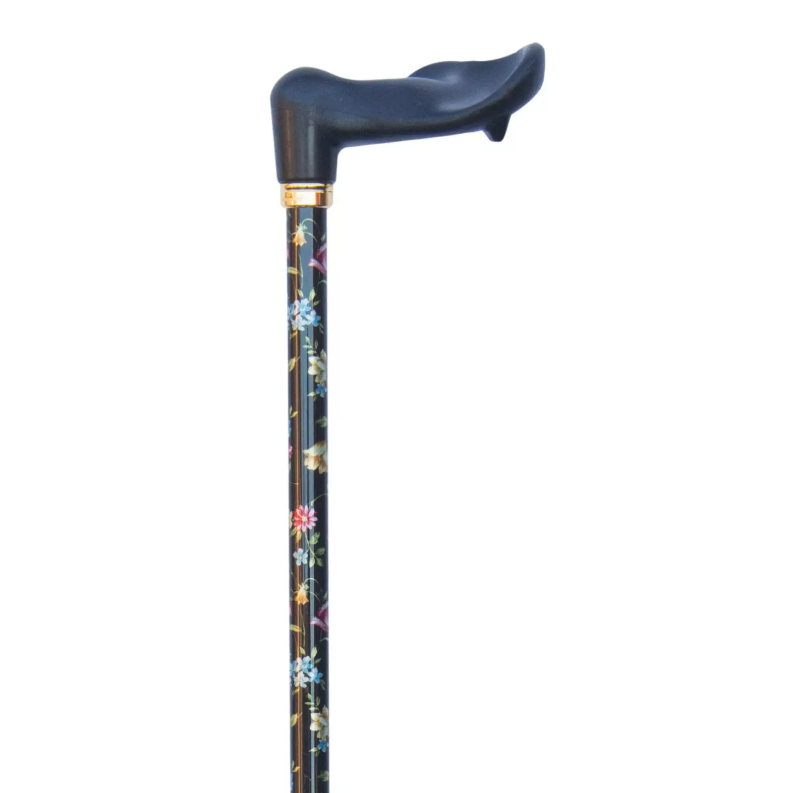 verstelbare wandelstok ergonomische handvat rechts met bloemen