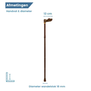 diameter wandelstok ergonomisch opvouwbaar brons soft touch rechts