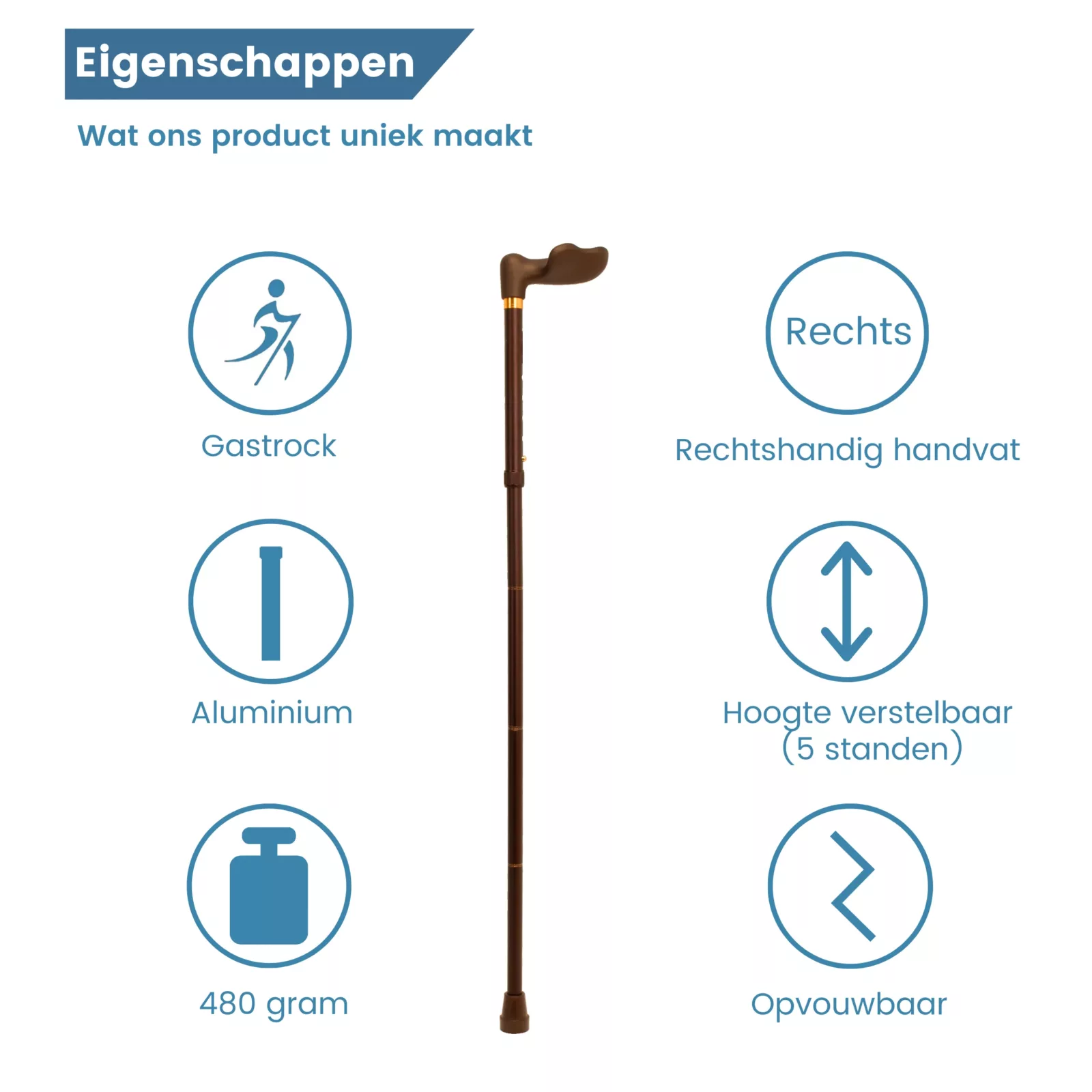 ergonomische wandelstok opvouwbaar eigenschappen