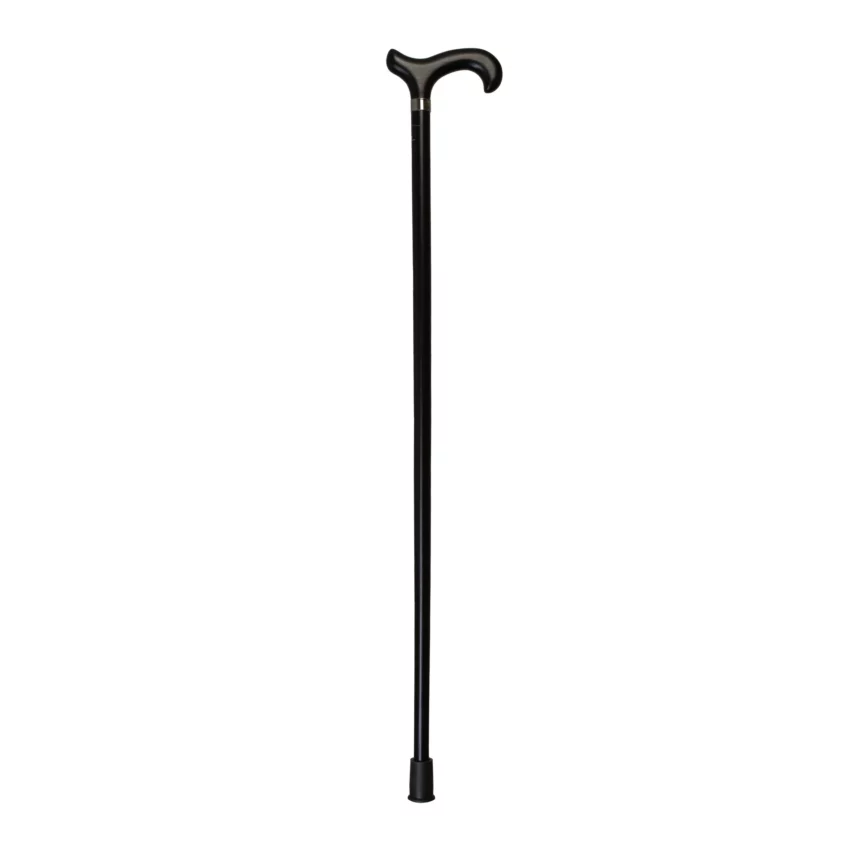 wandelstok hardhout zwart nikkel ring
