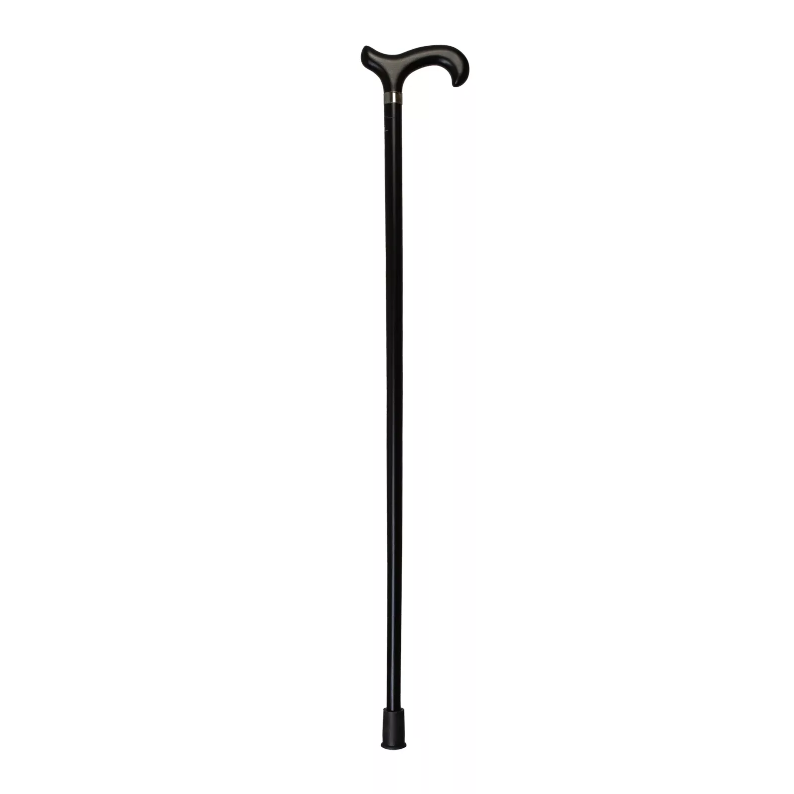 wandelstok hardhout zwart nikkel ring