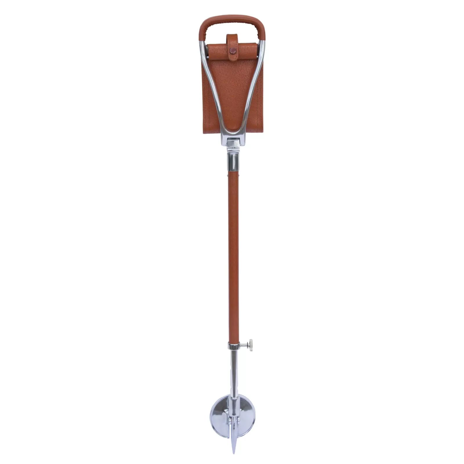 wandelstok met zitje bruin leer