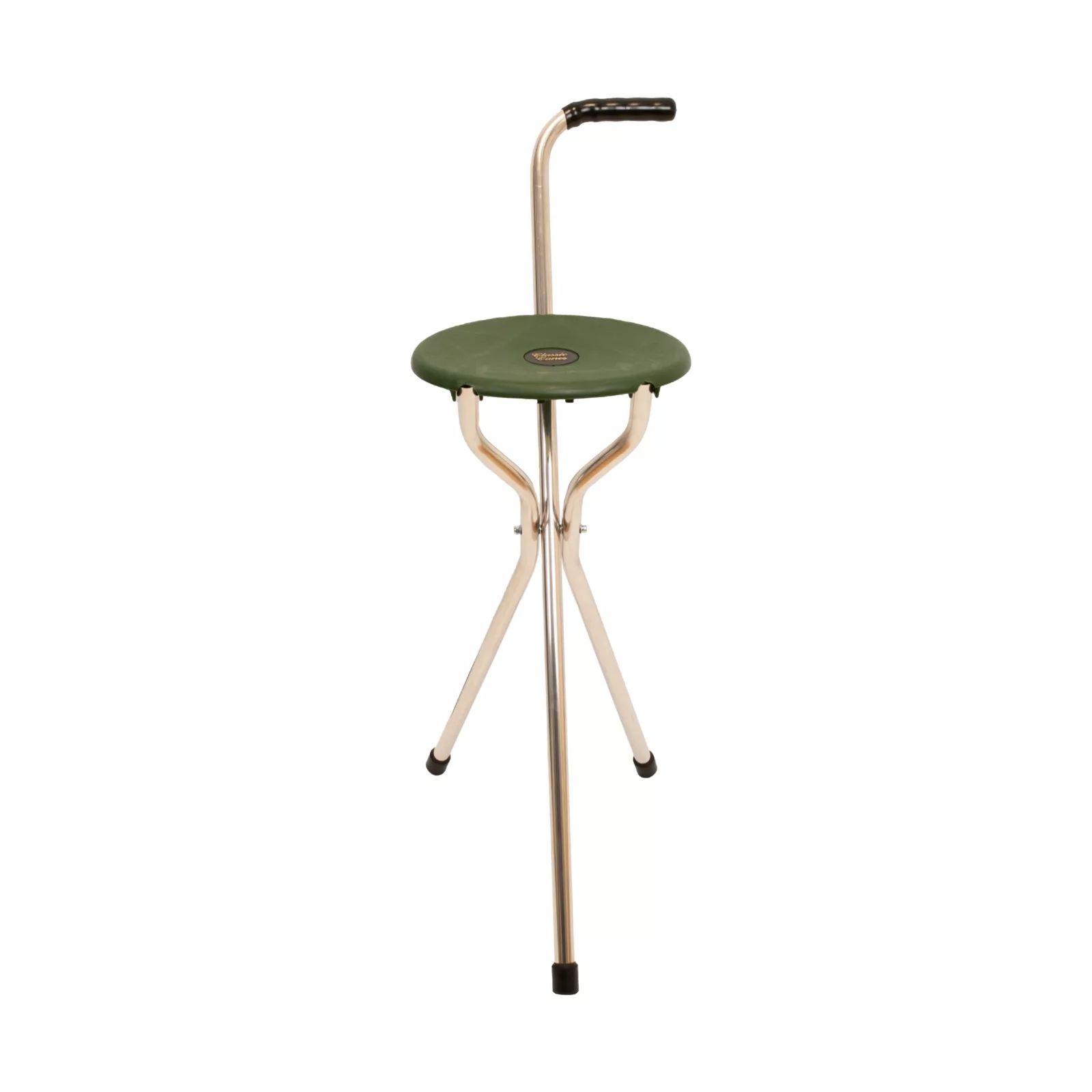 wandelstok met stoeltje driepoot groen