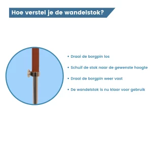 wandelstok met zitje swivel bruin leer veiligheid