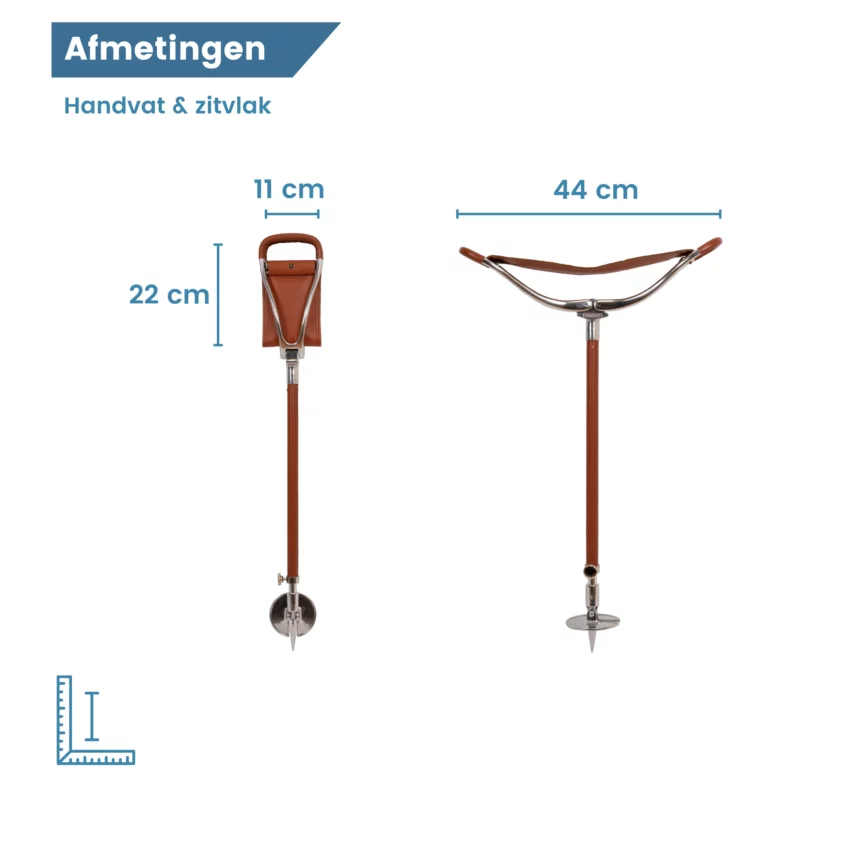 wandelstok met zitje swivel bruin leer zitting