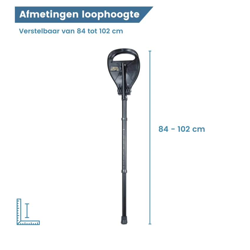 wandelstok met zitje observer supaseat zwart afmetingen