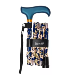 wandelstok opvouwbaar blauw incl polsband en tas