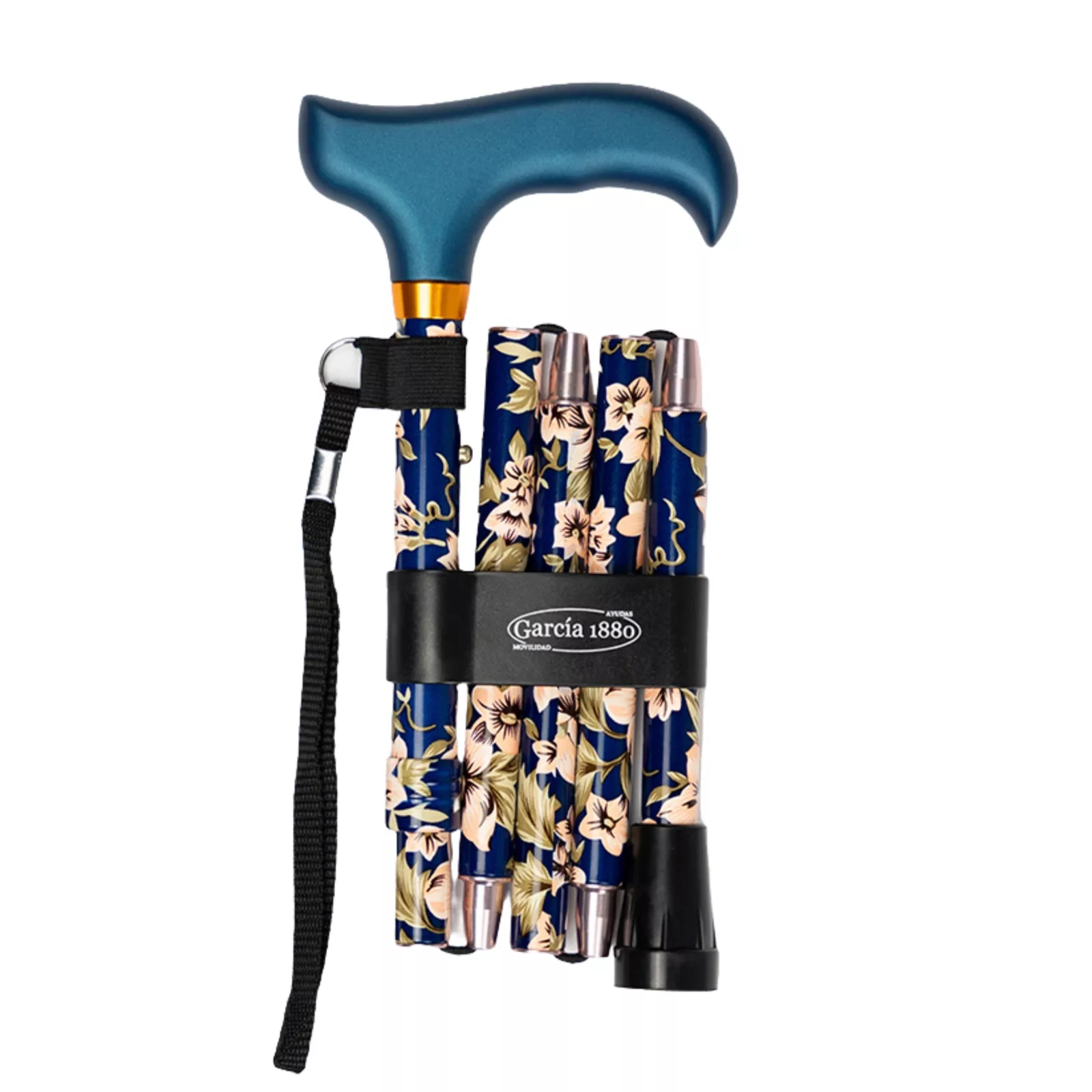 wandelstok opvouwbaar blauw incl polsband en tas