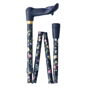 ergonomische wandelstok opvouwbaar met bloemen rechtshandig