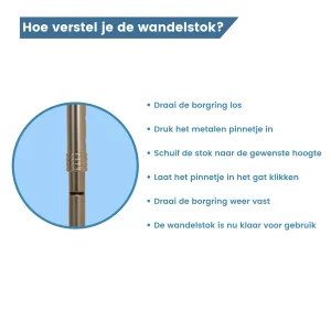 uitleg verstellen wandelstok