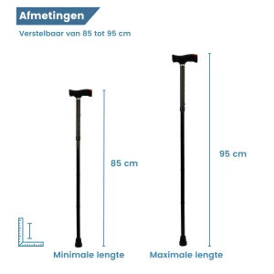 afmetingen van opvouwbare wandelstok