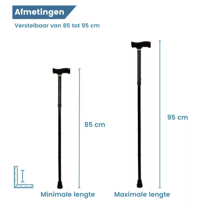 afmetingen van opvouwbare wandelstok