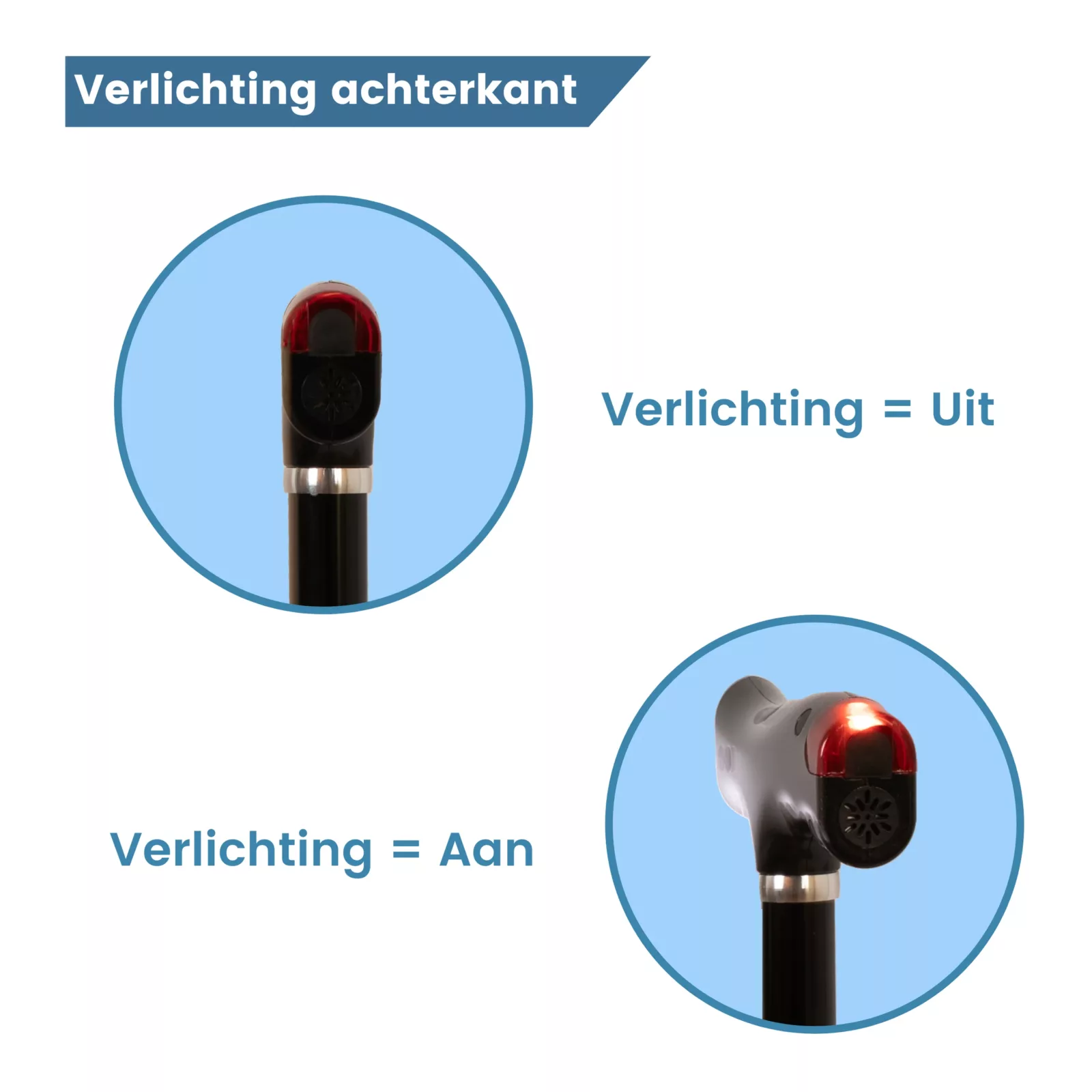 verlichting van opgevouwen wandelstok