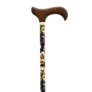 wandelstok verstelbaar blauw met witte bloemen