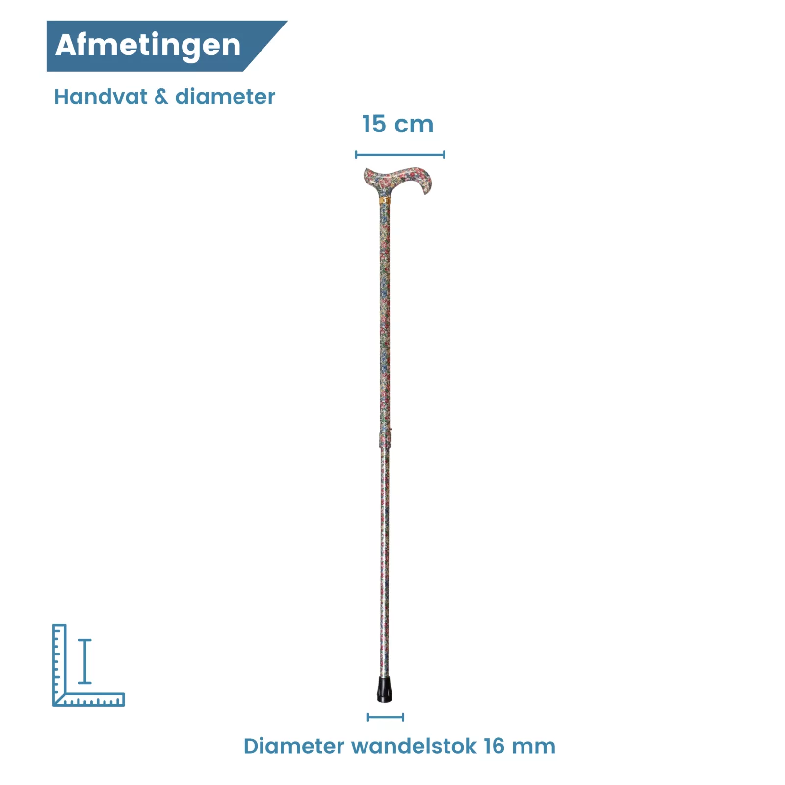 wandelstok verstelbaar bloemen wit diameter