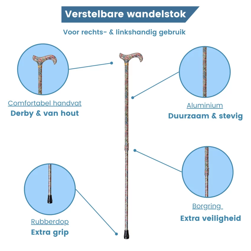 wandelstok wit verstelbaar usp