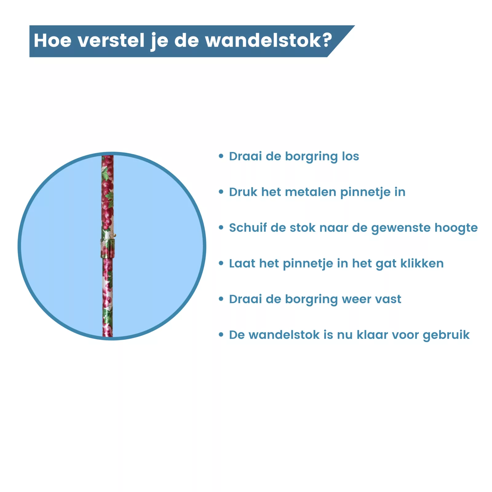 hoe verstel je deze wandelstok?