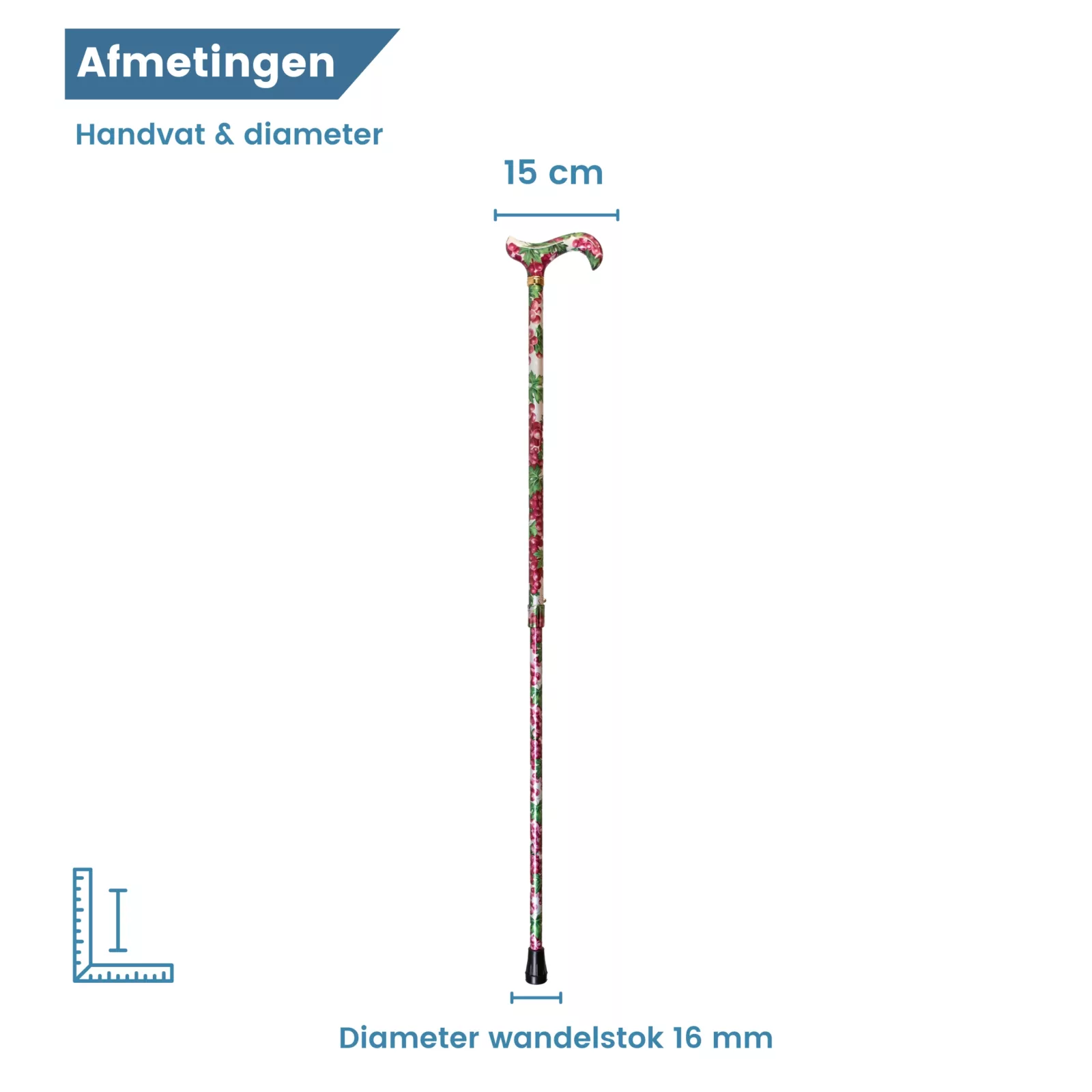 diameter wandelstok verstelbaar in wit