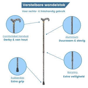 wandelstok verstelbaar sneeuwluipaard usp