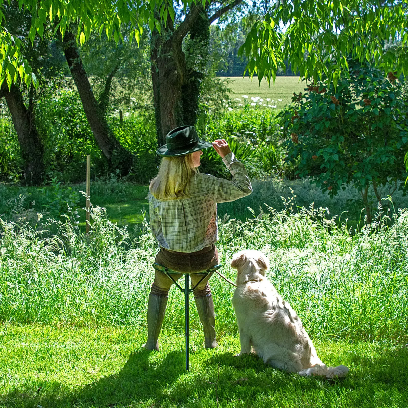 wandelstok met zitje groen