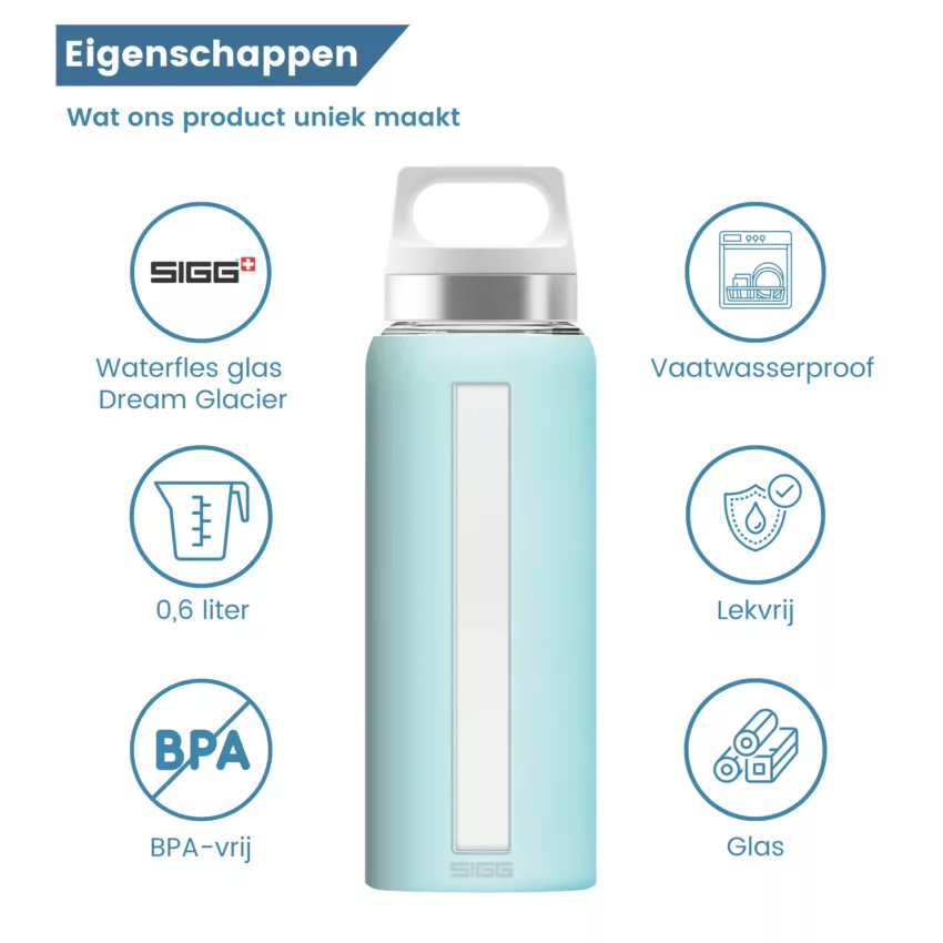waterfles glas glacier scarlet eigenschappen