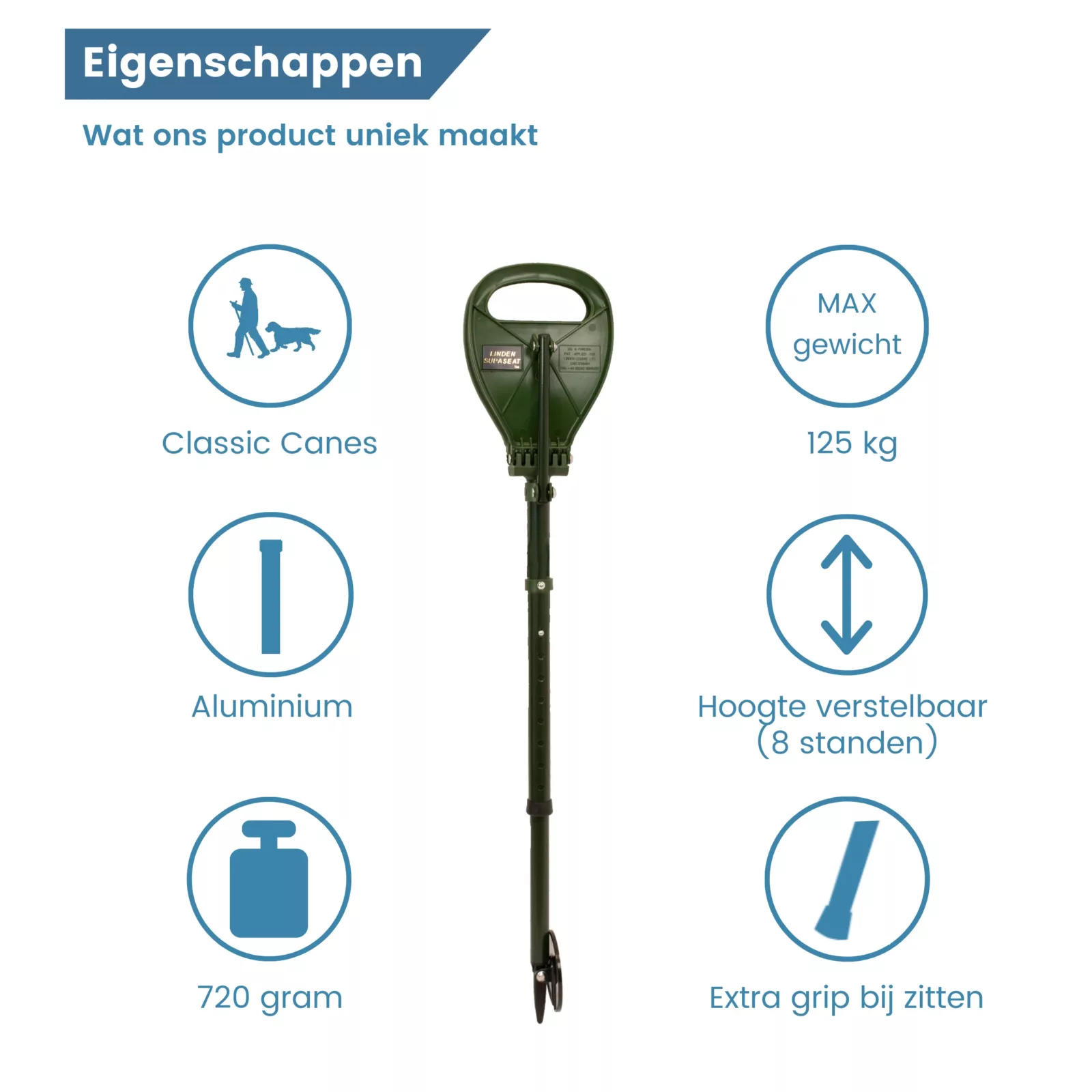 eigenschappen supaseat wandelstok groen