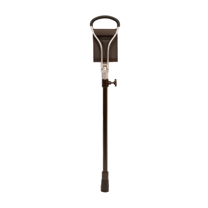 zit wandelstok promenade donkerbruin met leer