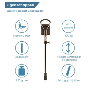 wandelstok met zitje eigenschappen