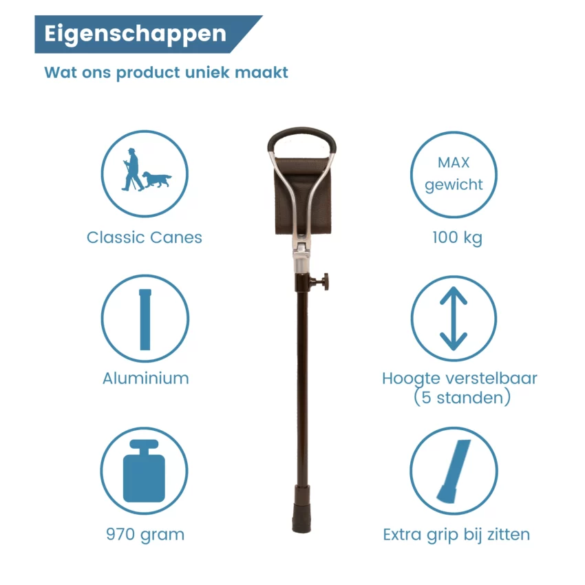 wandelstok met zitje eigenschappen