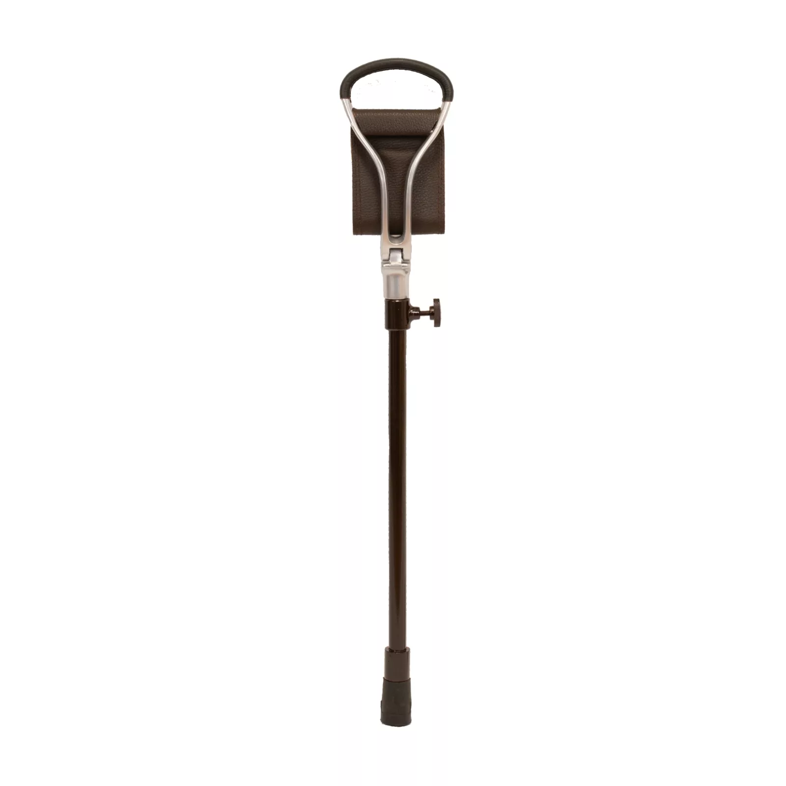 zit wandelstok promenade donkerbruin met leer